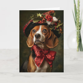 Cartão De Festividades Cachorro Beagle Natal Vitoriano