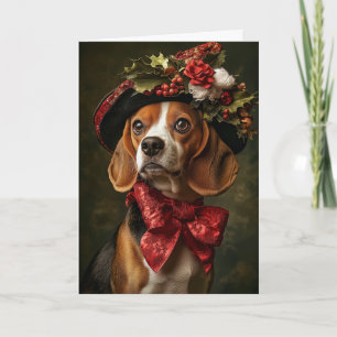 Cartão De Festividades Cachorro Beagle Natal Vitoriano