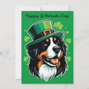 Cartão De Festividades Cachorro Bernês Irlandês Chapéu de Leprechaun Dia
