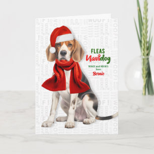 Cartão De Festividades Cachorro Bernie Fofo Piadas de pulgas Navidog com 