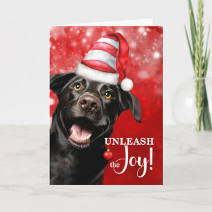 Cartão De Festividades Cachorro Black Lab Solte a Alegria Natal