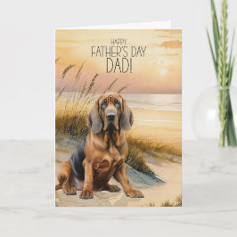 Cartão De Festividades Cachorro Bloodhound Praia do Pôr do Sol Dia dos Pa