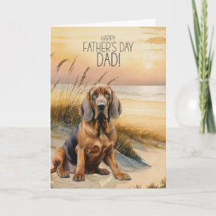 Cartão De Festividades Cachorro Bloodhound Praia do Pôr do Sol Dia dos Pa