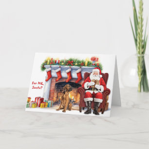Cartão De Festividades Cachorro Bloodhound Presente do Papai Noel Natal