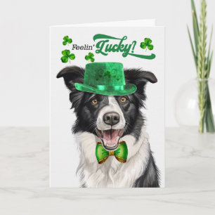 Cartão De Festividades Cachorro Border Collie Sortudo Dia de São Patrício