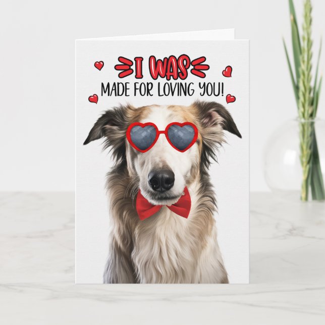 Cartão De Festividades Cachorro Borzoi feito por amar você Namorados (Frente)