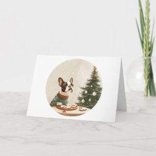 Cartão De Festividades Cachorro Boston Terrier Natal
