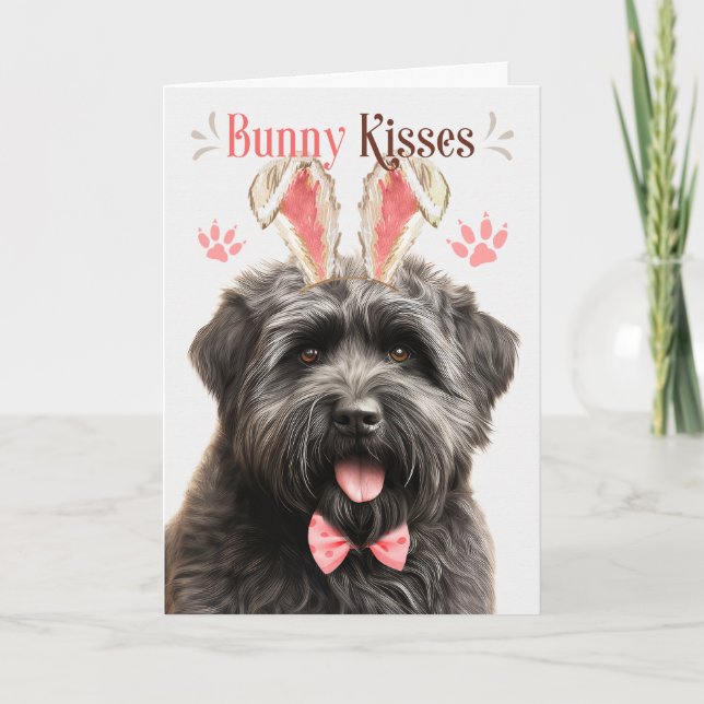 Cartão De Festividades Cachorro Bouvier des Flandres em Bunny Ears para P (Frente)