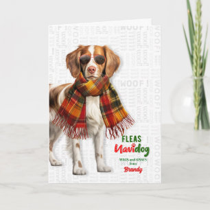 Cartão De Festividades Cachorro Brittany Spaniel Engraçado Pulgas Navidog