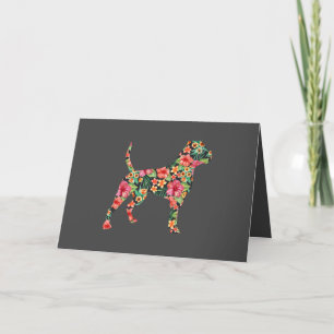 Cartão De Festividades Cachorro Bulldog Americano Silhueta Floral