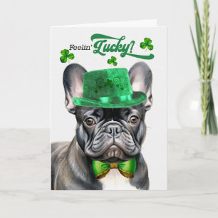 Cartão De Festividades Cachorro Bulldogue Francês Preto Dia de São Patríc