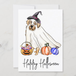 Cartão De Festividades Cachorro Cachorro Pinto Fantasma Feliz Halloween