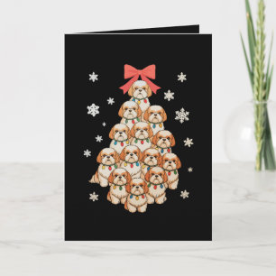 Cartão De Festividades Cachorro Cavachon Árvore de Natal Xmas Férias Famí