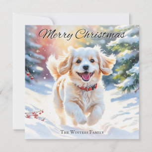 Cartão De Festividades Cachorro Cavachon na Neve Natal
