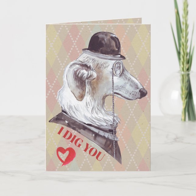 Cartão De Festividades Cachorro Cavalheiro Eu Cavou Você (Frente)