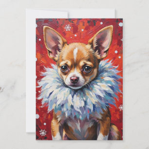 Cartão De Festividades Cachorro Chihuahua Atitude em Colar de Pelo de Inv