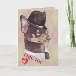 Cartão De Festividades Cachorro Chihuahua Cavalheiro Eu Cavou Você