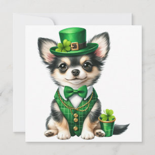 Cartão De Festividades Cachorro Chihuahua do Dia de São Patrício
