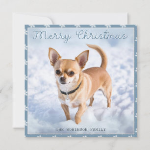 Cartão De Festividades Cachorro Chihuahua Fofo Na Neve Flocos de Neve Bon