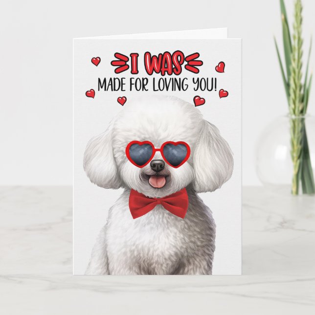 Cartão De Festividades Cachorro Chinês Bichon Frise Amar Você Namorados (Frente)