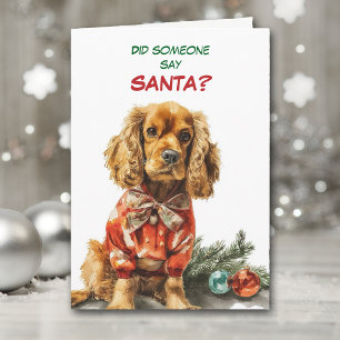 Cartão De Festividades Cachorro Cocker Spaniel Fofo Procura pelo Papai No