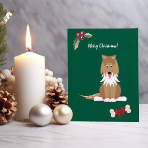 Cartão De Festividades Cachorro Collie Bonito Personalizável