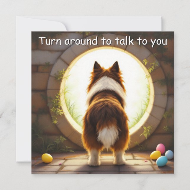 Cartão De Festividades Cachorro Collie - com Nome da Família (Frente)