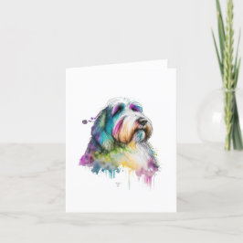 Cartão De Festividades Cachorro Collie Em Aquarela E Caneta