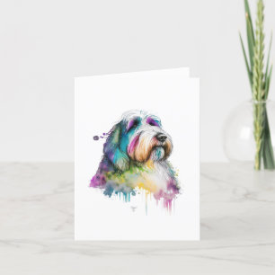 Cartão De Festividades Cachorro Collie Em Aquarela E Caneta