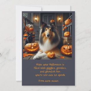 Cartão De Festividades Cachorro Collie Halloween Para Crianças
