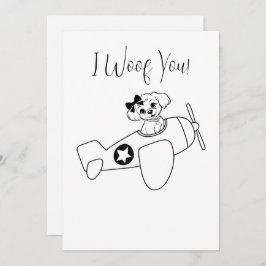 Cartão De Festividades Cachorro Cortado em Avião, Arte em Linha, Simples,