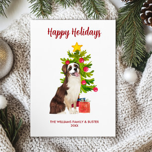 Cartão De Festividades Cachorro da Família Cute Australian Shepherd Natal