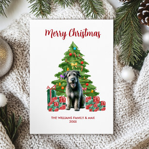 Cartão De Festividades Cachorro da Família Cute Irish Wolfhound Natal