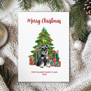 Cartão De Festividades Cachorro da Família Schnauzer Miniatura Natal Ador