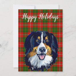 Cartão De Festividades Cachorro da Montanha Bernesa em Aquarela Personali