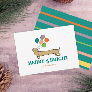 Cartão De Festividades Cachorro Dachshund Alegre e Brilhante no Natal
