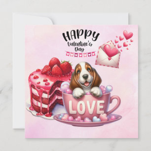 Cartão De Festividades Cachorro de Cachorro Basset para Dia de os namorad