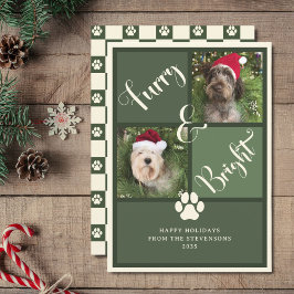 Cartão De Festividades Cachorro De Colagem De Fotos Verde E Furtivo