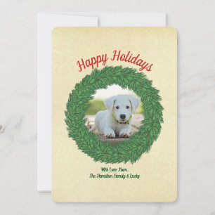 Cartão De Festividades Cachorro de Feliz Natal em Coroa de Fotos de Anima