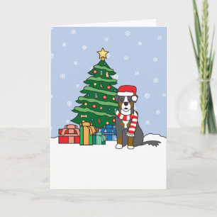 Cartão De Festividades Cachorro de Montanha Bernese e Árvore de Natal
