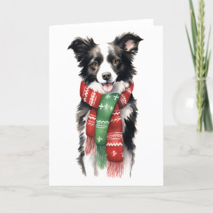 Cartão De Festividades Cachorro de Natal, Border Collie de Feriado