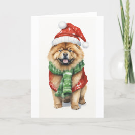 Cartão De Festividades Cachorro de Natal, Chow Chow de Feriado EM BRANCO