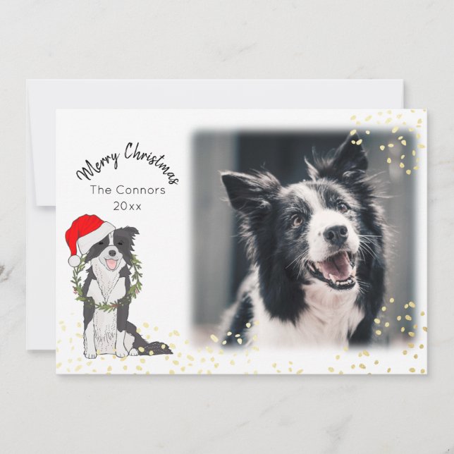 Cartão De Festividades Cachorro de Natal com Collie (Frente)