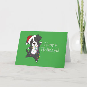 Cartão De Festividades Cachorro de Natal da Fronteira Cachorro de inverno