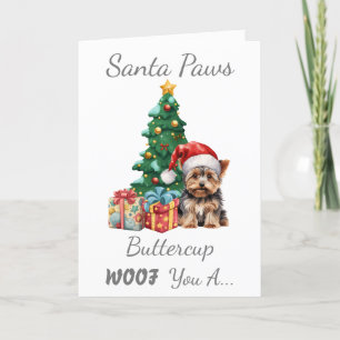 Cartão De Festividades Cachorro de Natal Personalizável Yorkshire Terrier