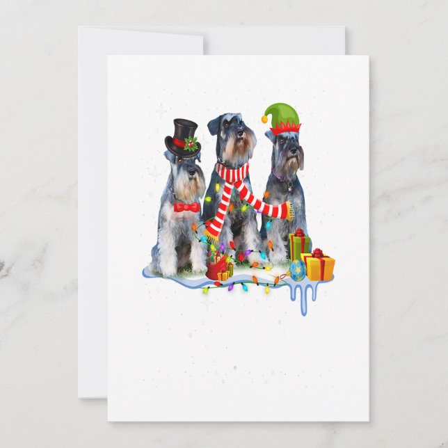 Cartão De Festividades Cachorro de Natal Schnauzer Miniatura Fofo (Frente)
