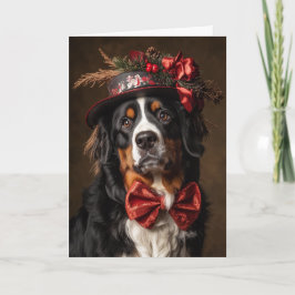 Cartão De Festividades Cachorro de Natal Vitoriano Bernese Mountain Dog