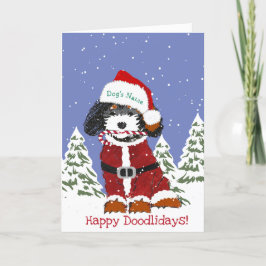 Cartão De Festividades Cachorro de Papais noeis de Bernedoodle Desenhados