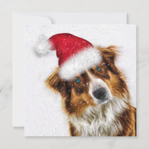 Cartão De Festividades Cachorro de Papais noeis de pastores australianos 