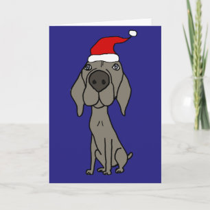 Cartão De Festividades Cachorro de Weimaraner em Santa Hat